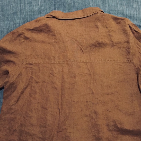 Brown Linen Button up Top - Picture 4 of 7